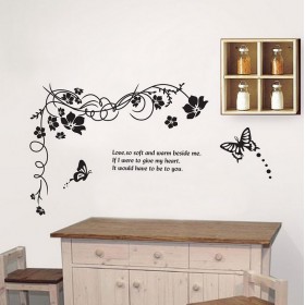 Gorgeous Flower with Butterfliers Wall Sticker